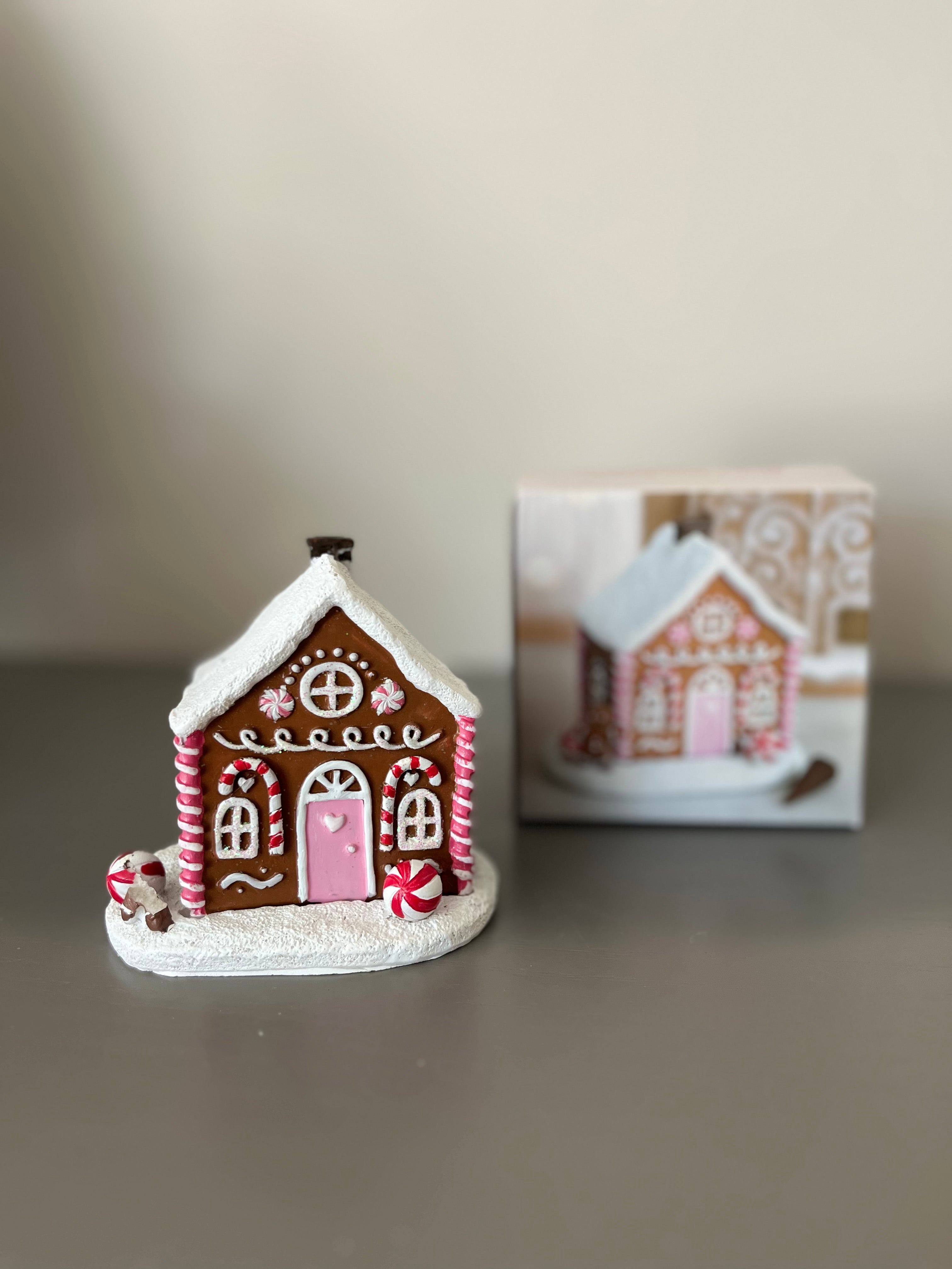 Brûleur d'encens de Noël Pink Gingerbread House