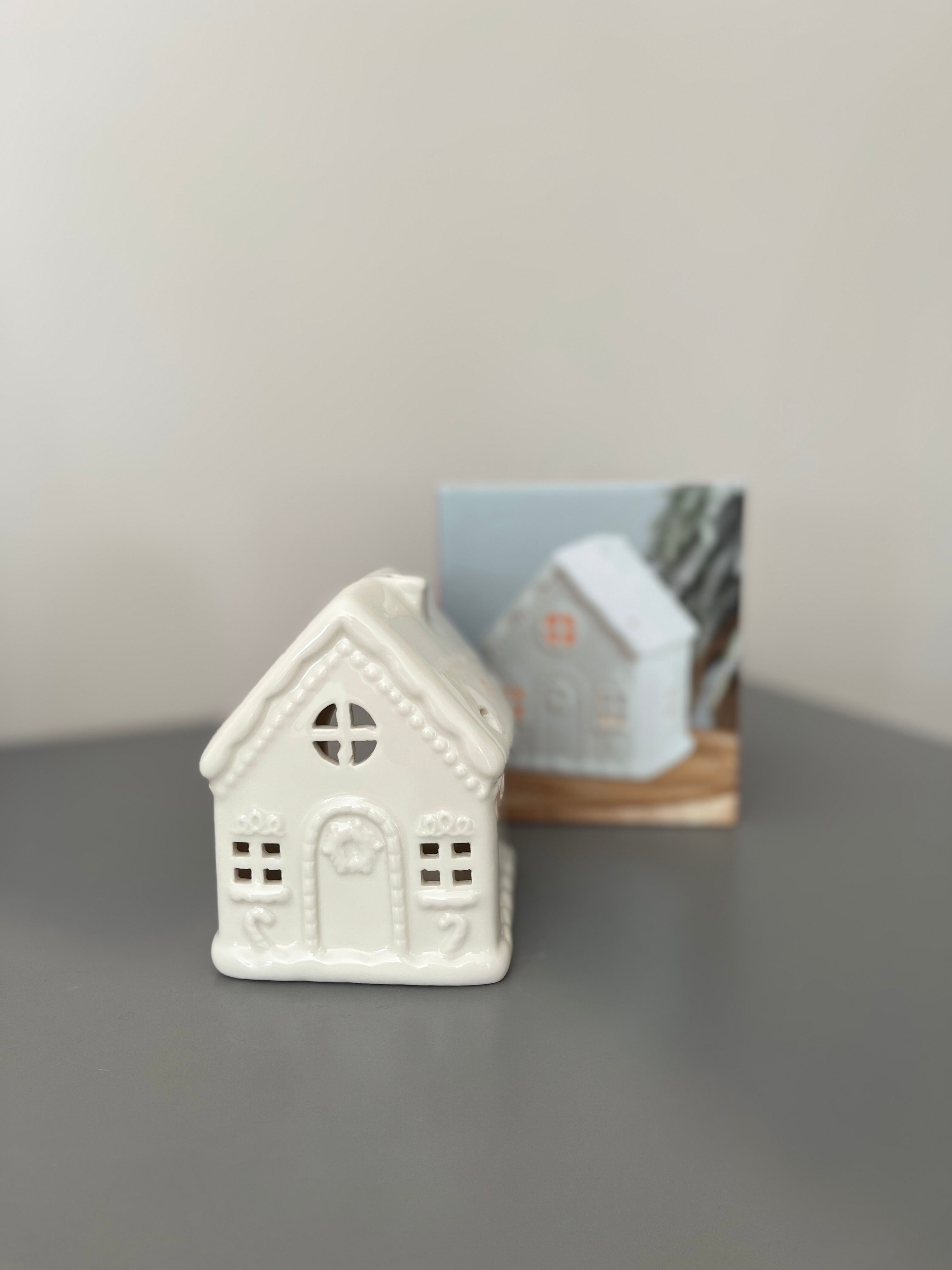 Bougeoir à bougie White Christmas Gingerbread House